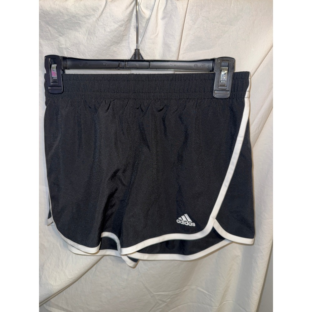 Adidas Womens Marathon 20 Running Shorts Black White Piping Athletic Size Large